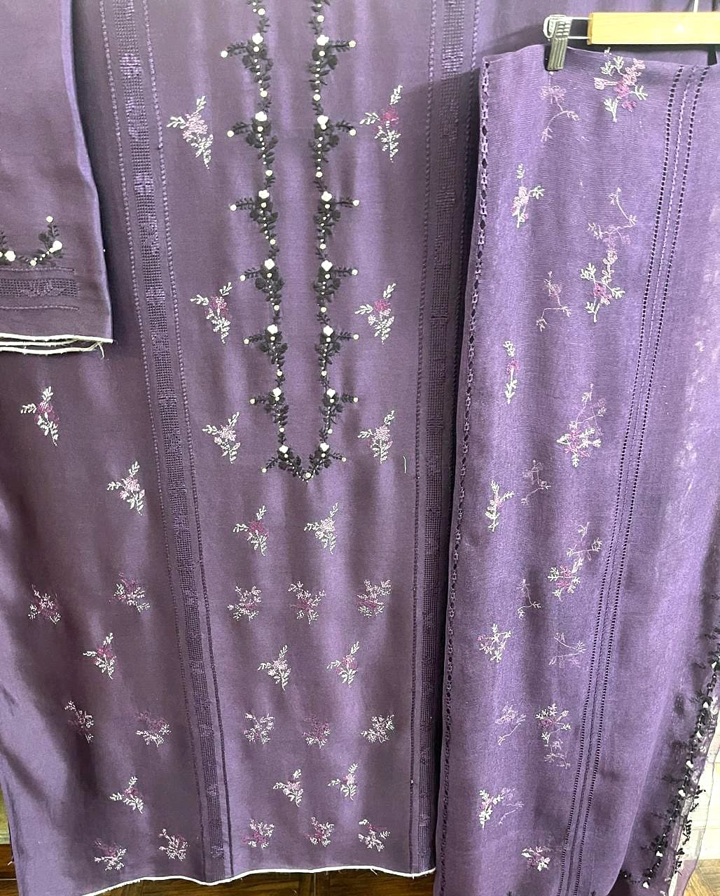 Lilac Pearl — Lilac, hand embroidered by Ata-e-Zahra
